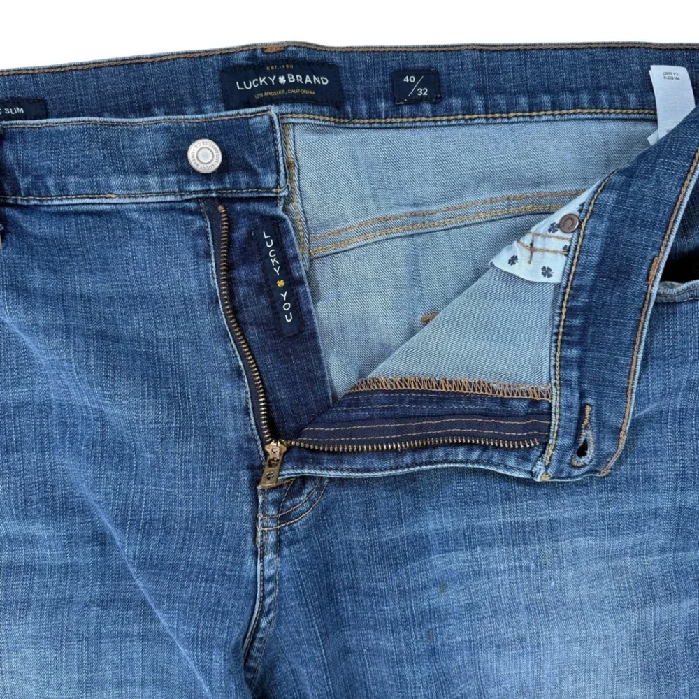 Mens Lucky Brand 410 Athletic Slim Jeans 40x32 Blue Medium Wash Casual Everyday